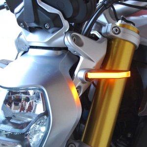 BMW R1200 R Turn Signals - Front - New Rage Cycles - LED, Plug & Play, Powder Coated Brackets - `15-`27